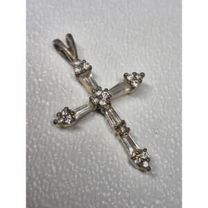 small sterling silver jeweled cross pendant